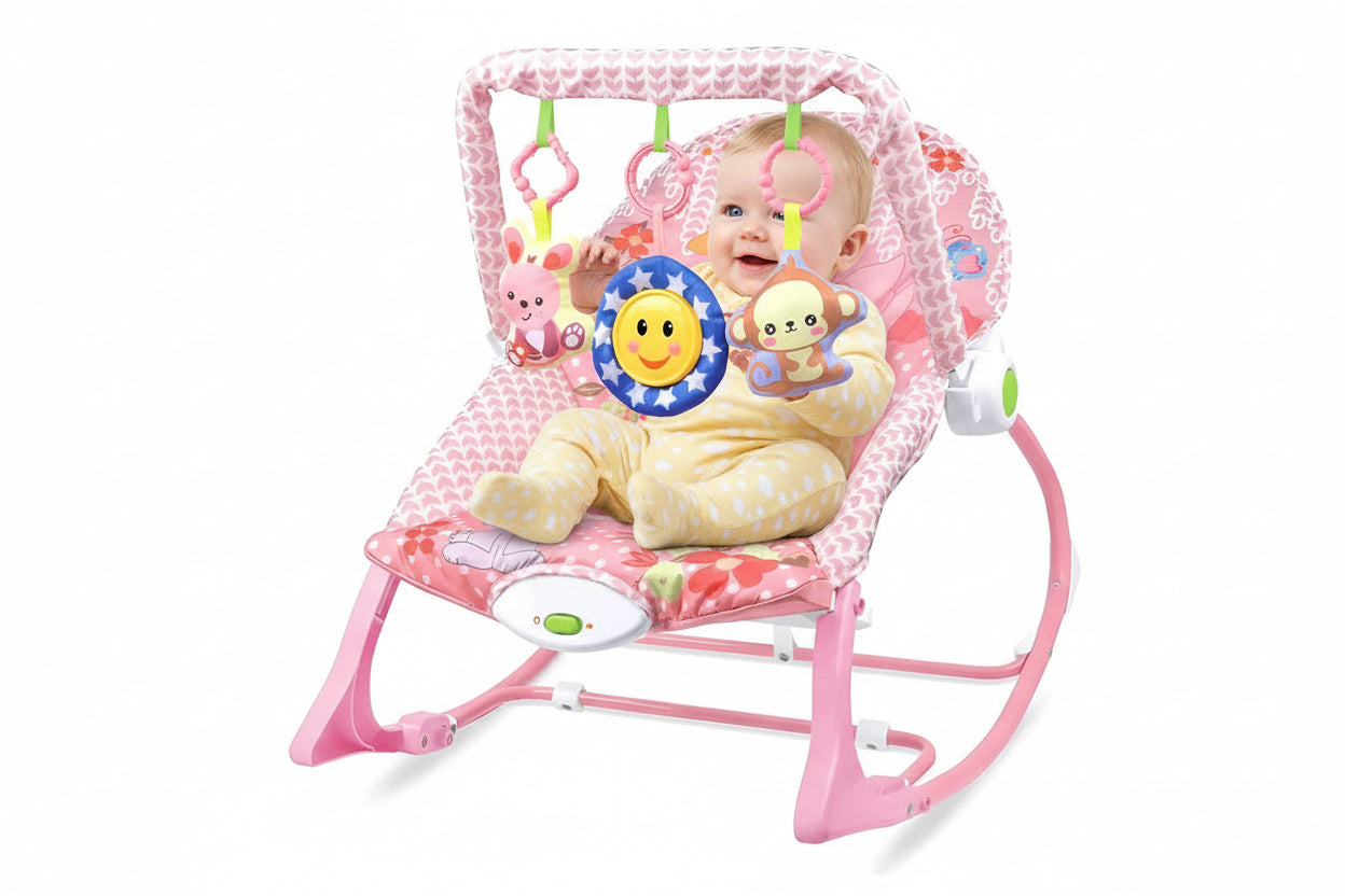 Rezgő, zenélő pihenőszék 18kg-ig, rózsaszín
