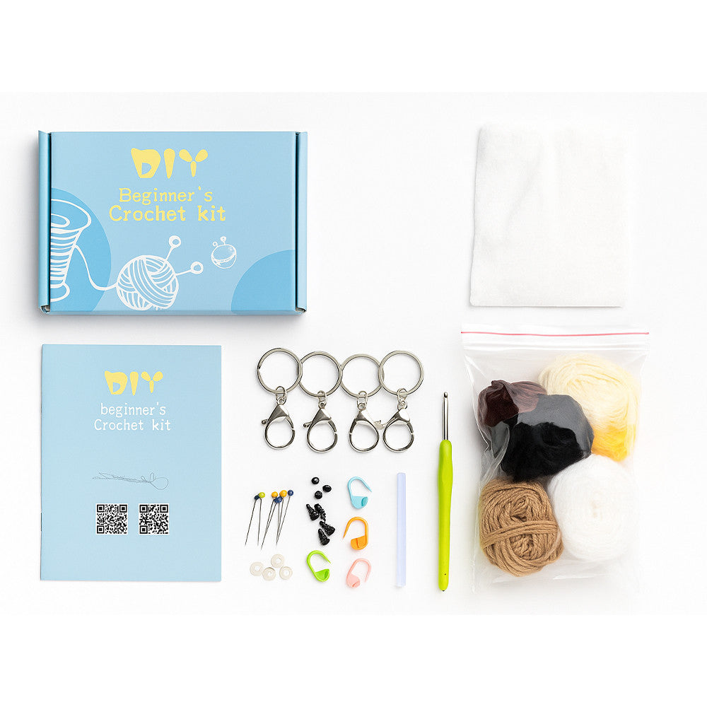4-piece animal crochet kit for beginners