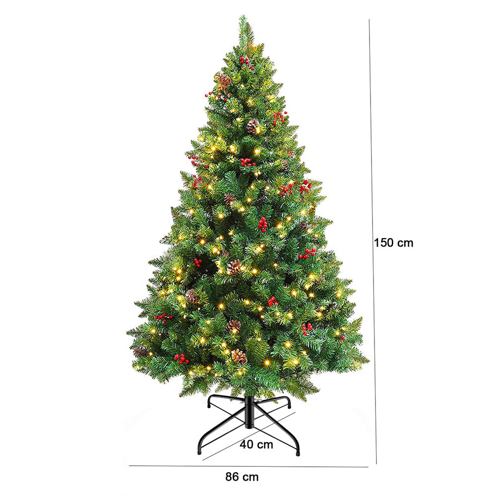 LED-es műfenyő több típusban, melegfehér-180 LED-es, 150 cm