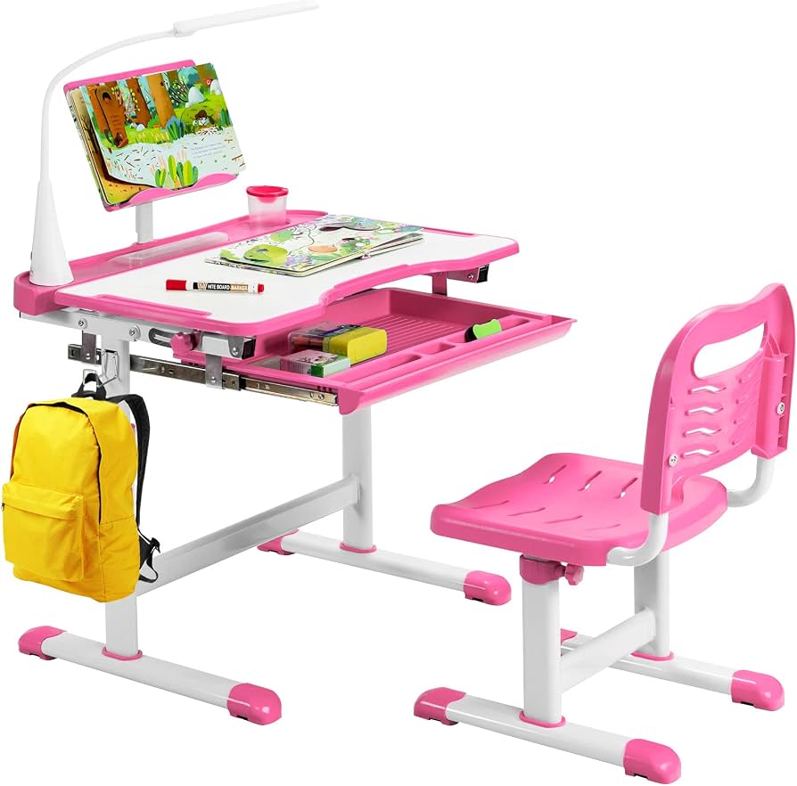 Adjustable Height, Multifunction Kids Desk - Pink