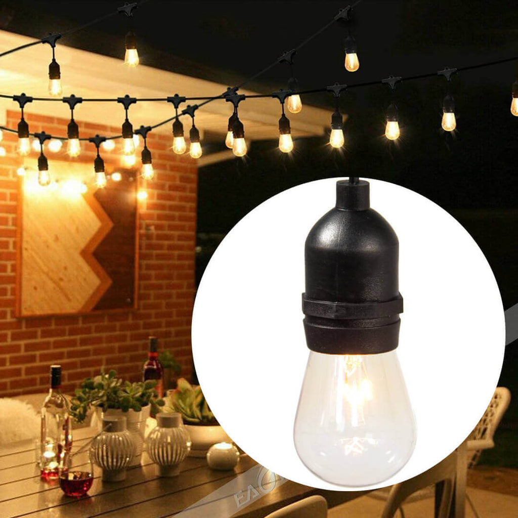 Waterproof Decorative Festoon Lights, 15 E27 LED Bulbs, 14.6m, Warm White
